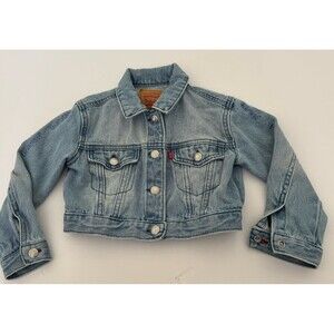 Levi’s Toddler Girl Denim Jean Trucker Jacket Coat Light Wash Cropped 3T